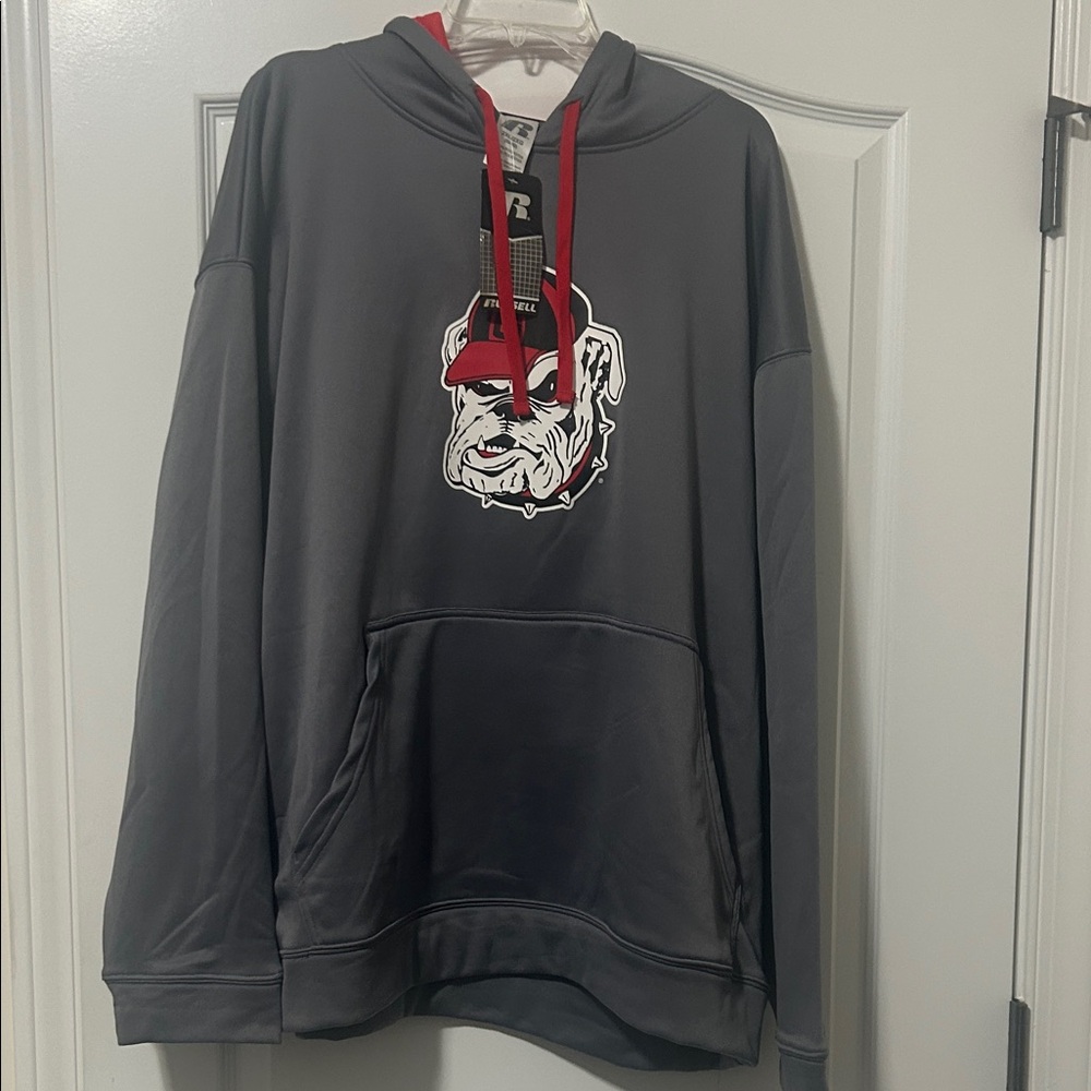 Russell Athletic Charcoal Hoodie with Bulldog Graphic